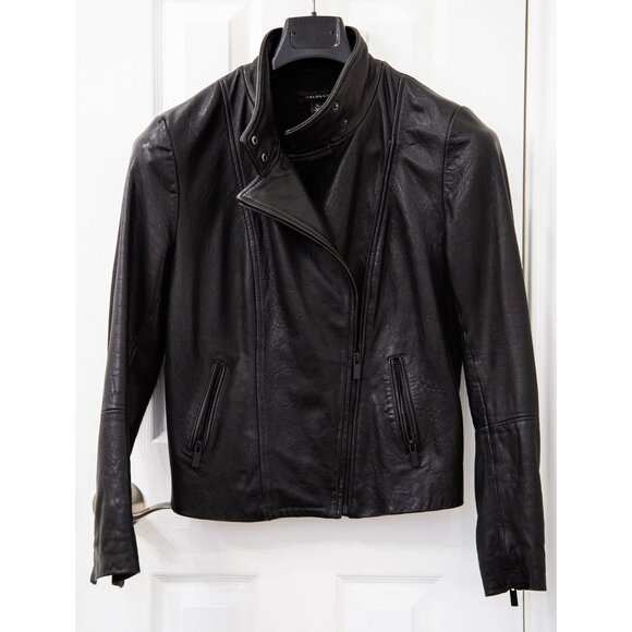 Halogen Moto Style Genuine Leather Jacket, size petite M - Picture 1 of 6